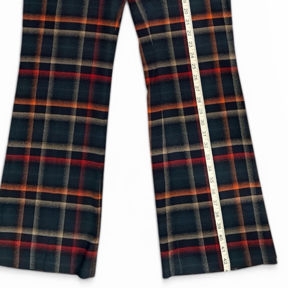 Halogen x Atlantic Pacific Plaid High Waist Flare Pants Button Detail Sz 6 - Picture 10 of 11